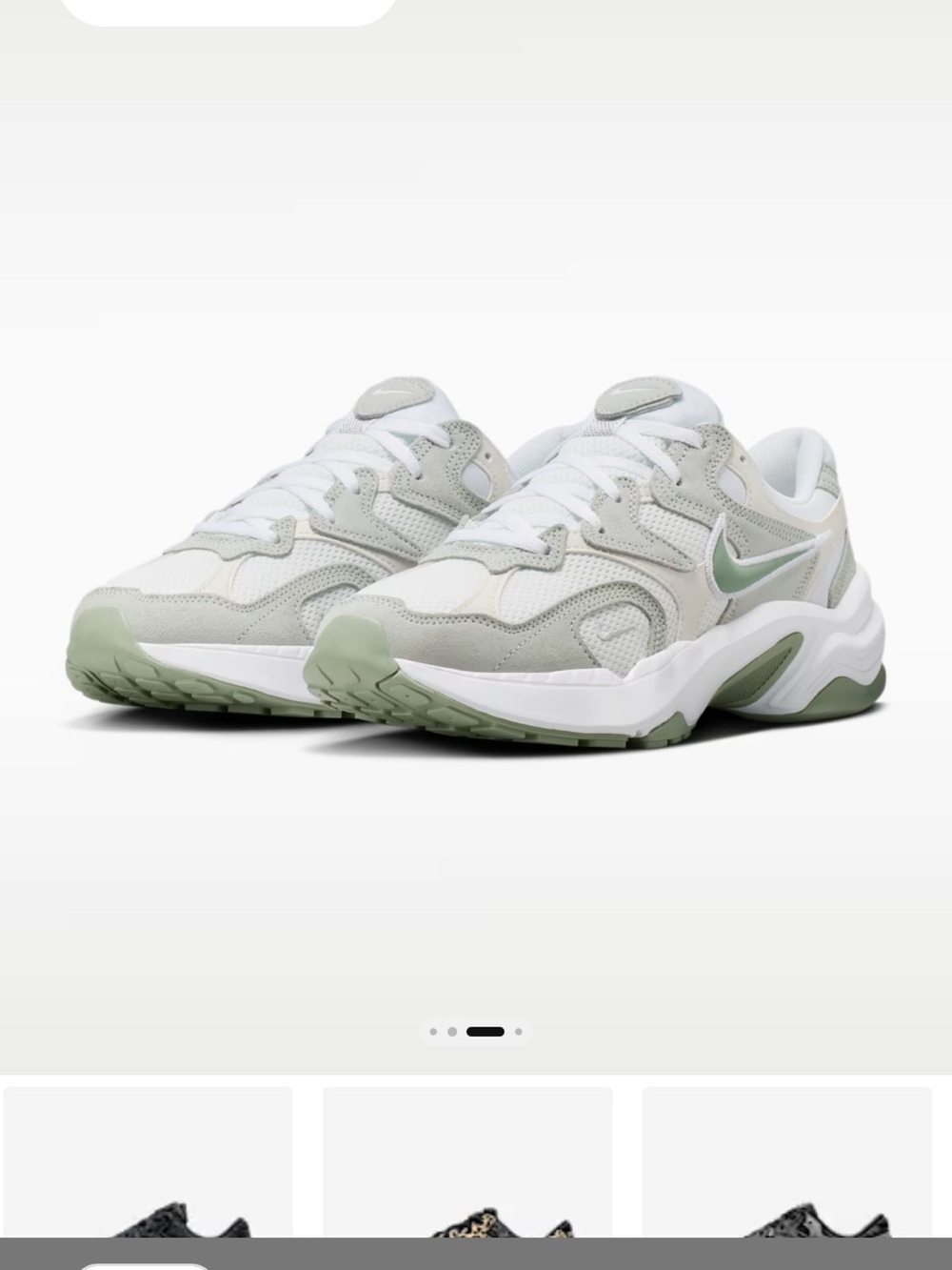 Nike Women's White & Sage Green Retro Runner Sneakers - Picture 1 of 6